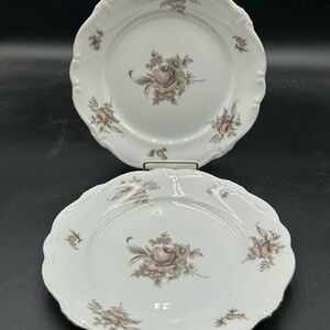 Johann Haviland Bavaria sepia rose Elegant Floral Porcelain Dinner Plates